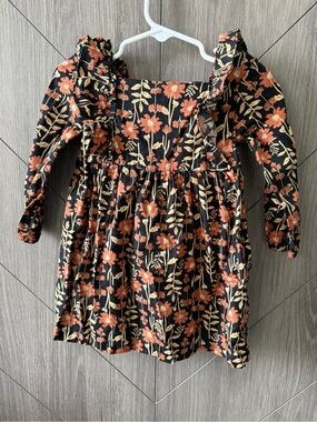 Carter’s Baby Girls Black Floral Long-Sleeve Ruffle Dress